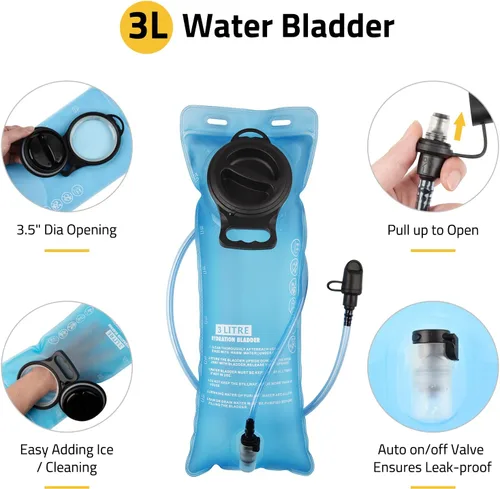 Vista 3 de CVLIFE Paquete de hidratación táctica de 3 litros, bolsa de agua ligera con vejiga para hombres y mujeres, mochila Molle resistente para senderismo