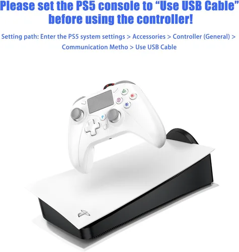 Vista 2 de Dinosoo Controlador con cable de 10 pies, almohadilla táctil múltiple y botones traseros para PS5/PS4/PC - Turbo, Macro, conector de 0.1 in (blanco)