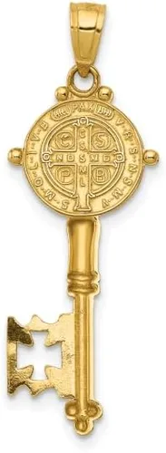 Vista 6 de IceCarats Colgante de oro amarillo de 14 quilates San Benito con llave de 2 caras