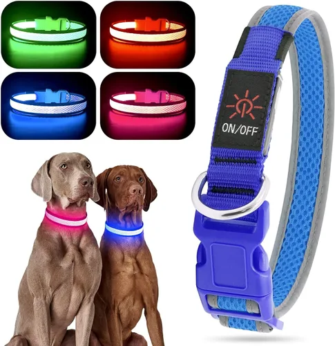 Vista 16 de YFbrite Collar LED para perro XS, ligero collar para gato, cómodo collar de cachorro iluminado, recargable por USB, luz de seguridad ajustable