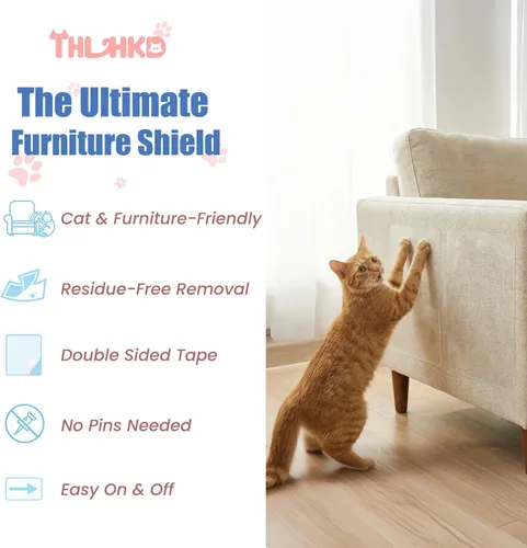 Vista 13 de 24 protectores de muebles de arañazos para gatos, protectores de sofá de doble cara para proteger los arañazos de las garras de los gatos, hojas