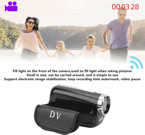 Vista 3 de Videocámara de video 4K, videocámara digital de 12MP 4X con relleno de luz, cámara digital 32G 1.8 pulgadas, grabadora de cámara