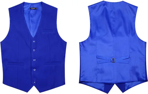 Vista 3 de HISDERN Chaleco de traje para hombre con 3 bolsillos para traje o esmoquin