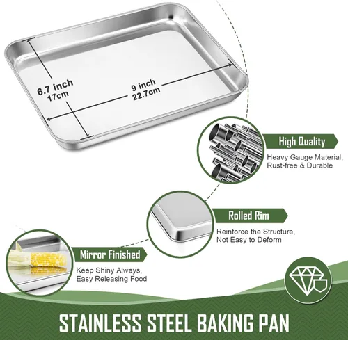 Vista 2 de Joyfair - Bandeja para hornear de 9 pulgadas con estante de enfriamiento, bandejas para horno tostador de acero inoxidable con rejillas de rejilla
