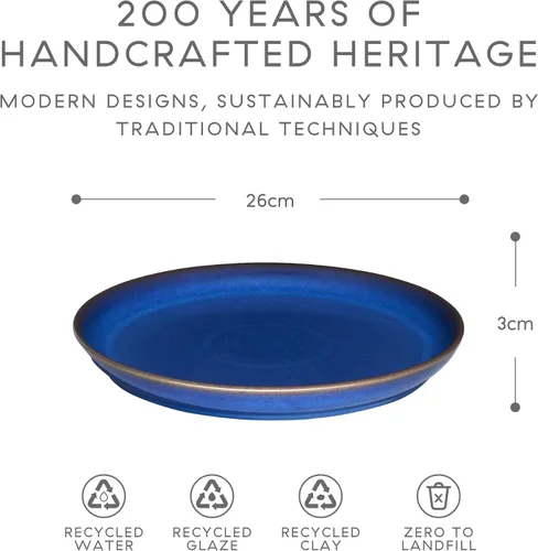 Vista 5 de Denby 1048825 - Juego de platos llanos (2 piezas, color azul imperial)