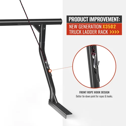 Vista 3 de AA-Racks - Soporte de escalera de acero extensible de 800 libras de capacidad para camioneta, juego de dos barras ideal para uso constructivo, negro