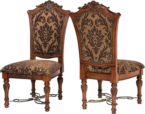 Vista 4 de Furniture of America Eleanora - Silla auxiliar de comedor de madera en color cereza marrón (juego de 2)