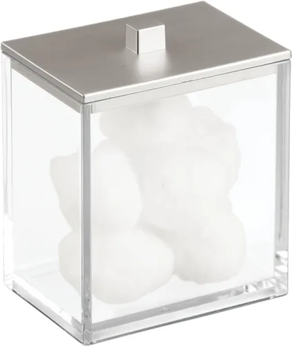 Vista 8 de MDesign Moderna encimera cuadrada de tocador de baño tarro recipiente organizador para hisopos de algodón, bolas de algodón, esponjas