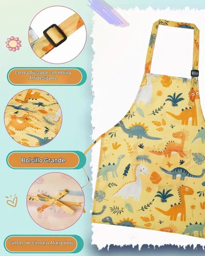 Vista 5 de Lictin 2 Pack Kids Apron Girls Boys for Cooking