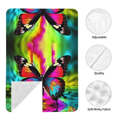 Vista 7 de Baby Car Seat Canopy Cover for Mom, Soft Breathable Nursing Breastfeeding Covers Multi Use Stroller Sun Shade Newborn Shower Gift，Colorful Butterfly