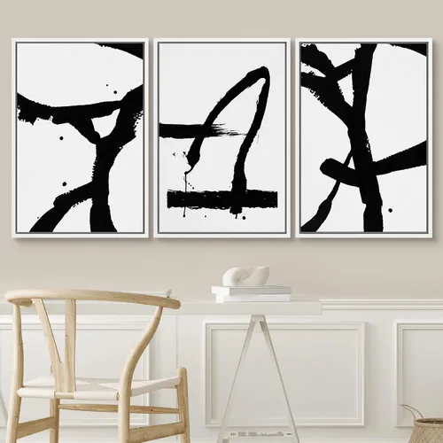 Vista 527 de SIGNWIN Lienzo enmarcado para pared, juego de arte pastel con cadena montañosa, bosque, niebla, naturaleza silvestre, ilustraciones modernas, arte