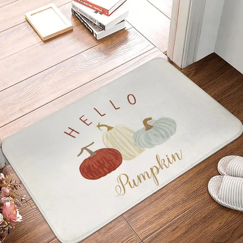 Vista 2 de Alfombra de baño para baño, calabaza, otoño, granja, Acción de Gracias, alfombra de ducha de espuma viscoelástica antideslizante, alfombra pequeña