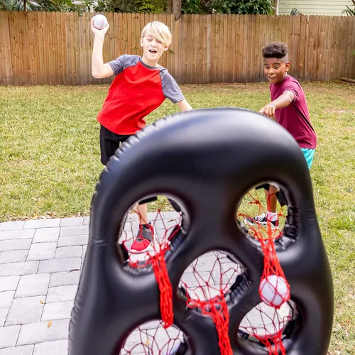 Vista 13 de Franklin Sports Juego Inflable de Lanzamiento de Objetivo para Niños - Juego Mini de Lanzamiento - Juego de Juguete Portátil para Interiores