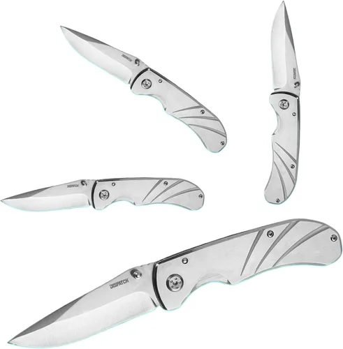 Vista 16 de Dispatch Iris Navaja de bolsillo plateada de 3.9 pulgadas para hombres, cuchillo plegable EDC para camping, supervivencia, senderismo al aire