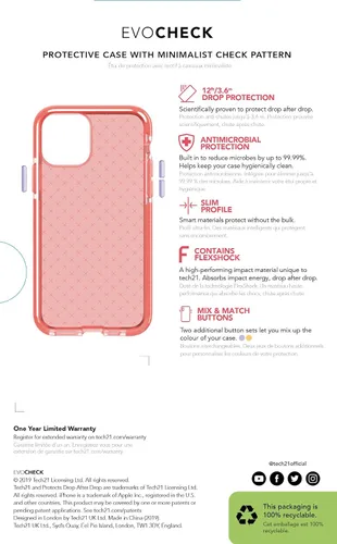 Vista 20 de tech21 Evo Check - Funda para Apple iPhone Coral
