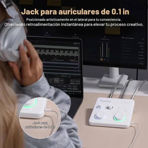 Vista 9 de Maono - Interfaz de audio USB para PC - Entrada XLR, 24bit/192kHz, software de ruteo, función loopback, controlador ASIO para grabar música, estudio