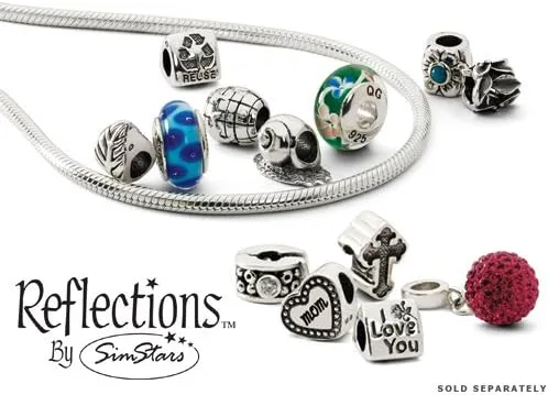 Vista 3 de Plata de ley Reflexiones simstars Clasp Bead Bracelet