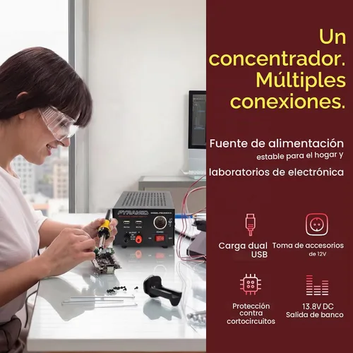 Vista 5 de Fuente de alimentación universal compacta de banco - Convertidor regulado de 7 amperios para laboratorio doméstico AC-DC para radio CB, HAM