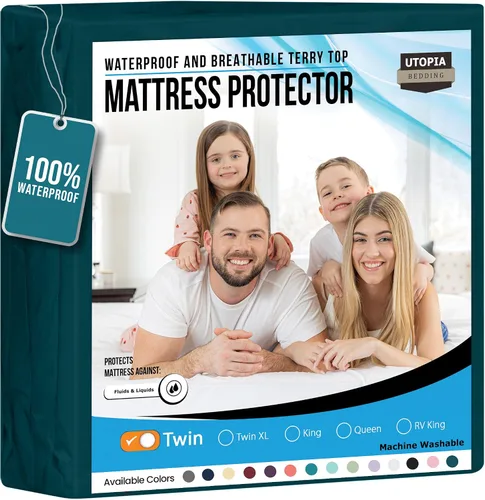 Vista 38 de Utopia Bedding – Protector impermeable de colchón tamaño individual, funda de colchón de terry premium de 200 GSM, transpirable, estilo ajustado