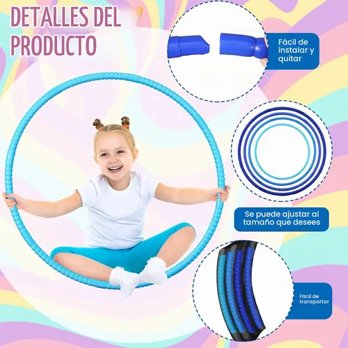 Vista 2 de Sratte 12 aros de juguete desmontables y ajustables para niños, anillo de ejercicio de color, círculo de plástico para niños y adolescentes,