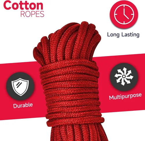 Vista 2 de Cuerda de algodón suave – Paquete de 3 cuerdas de algodón de 32.8 ft/32 pies, cuerda multiusos de 0.315 pulgadas de grosor, cuerda trenzada