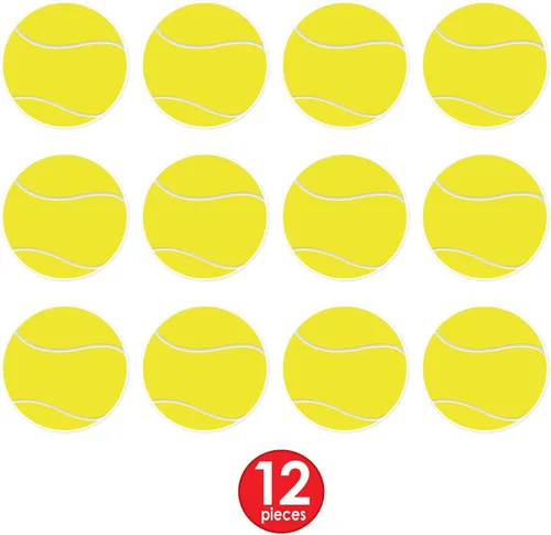 Vista 3 de Beistle , 12 recortes de pelota de tenis, 10 pulgadas (amarillo/blanco)