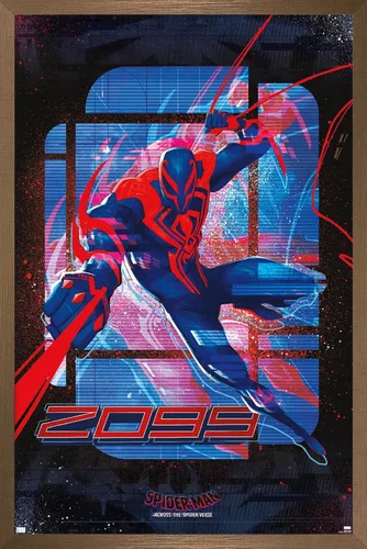 Vista 15 de Marvel Spider-Man: Across the Spider-Verse - Póster de pared de Spider-Man 2099, 22.4 pulgadas de largo x 14.7 pulgadas de ancho, versión enmarcada