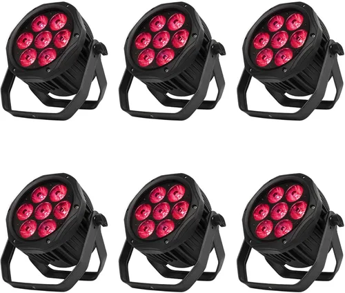 Vista 8 de SHEHDS Par Lights IP65 impermeable al aire libre LED 7x18W RGBWA+UV Iluminación Etapa Lavado/estroboscópico DMX512 luces subidas activadas por