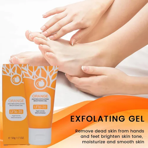 Vista 4 de Gel exfoliante naranja para rostro y cuerpo – Paquete de 2 unidades de exfoliante suave diario, limpia profundamente los poros, elimina puntos