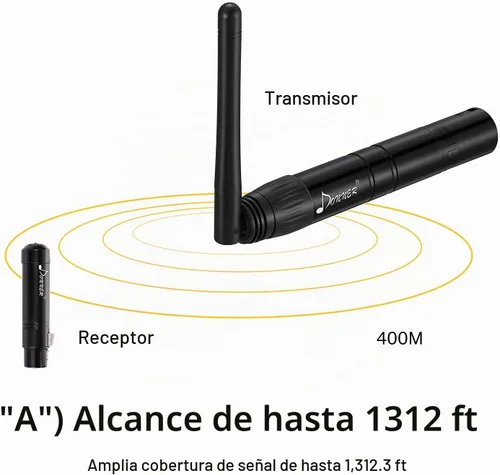 Vista 2 de Donner DMX512 Controlador inalámbrico Dfi DJ 2.4G DMX inalámbrico 7 receptores versión corta con cúpula de luz y 1 transmisor control de iluminación
