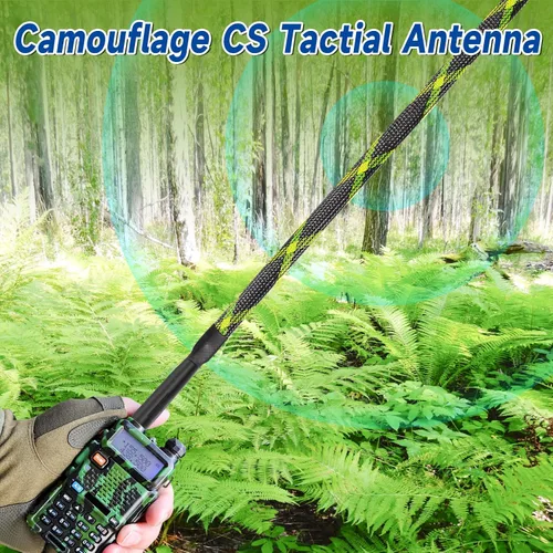 Vista 4 de Bingfu Doble banda VHF UHF 136-520MHz 31.3 pulgadas plegable camuflaje CS táctico SMA hembra jamón antena de radio para BaoFeng UV-5R UV-82 BF-F8HP