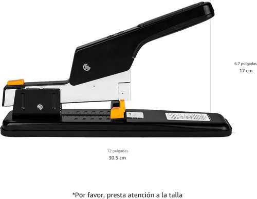 Vista 5 de Amazon Basics Engrapadora resistente, 90 hojas de alta capacidad, engrapadora de oficina grande con 1000 grapas, color negro