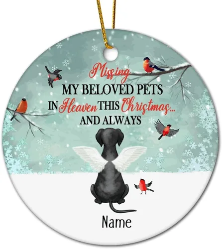 Vista 4 de Personalized Pet Memorial Ornament, Miss My Beloved Pets in Heaven Ornament, Dog Christmas Ornament, Pet Loss Gift, Dog Angel Wings Ornament, Custom