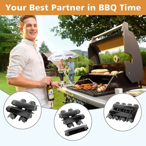 Vista 7 de Placas de calor de parrilla de repuesto Barbqtime para Nexgrill, carpas de calor de acero porcelánico para Nexgrill de Home Depot de 4 quemadores a