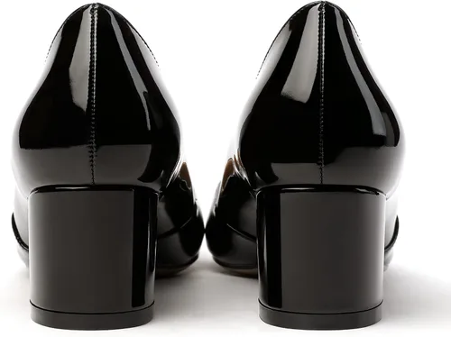 Vista 4 de MODENCOCO Zapatos de tacón bajo grueso para mujer, con puntera redonda, de 2 pulgadas