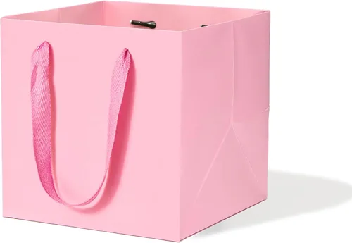 Vista 15 de Bolsa de regalo de papel naranja de 4 pulgadas Caja de papel Bolsas de papel kraft pequeñas con fondo cuadrado con asas para boda, baby shower