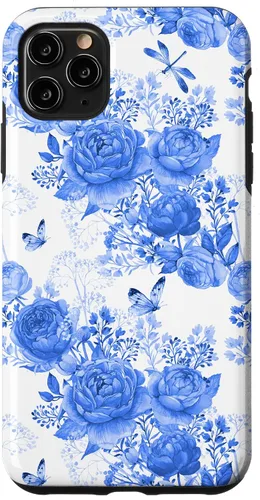 Vista 13 de Funda para iPhone 16 French Country Floral Azul Blanco Toile Grandmillennial Roses