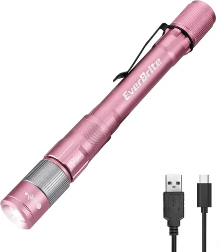 Vista 10 de EverBrite Mini Luz de Lápiz, linterna de bolsillo recargable con cable USB C, 4 modos de luz, linterna pequeña de 300 lúmenes con clip para Azul
