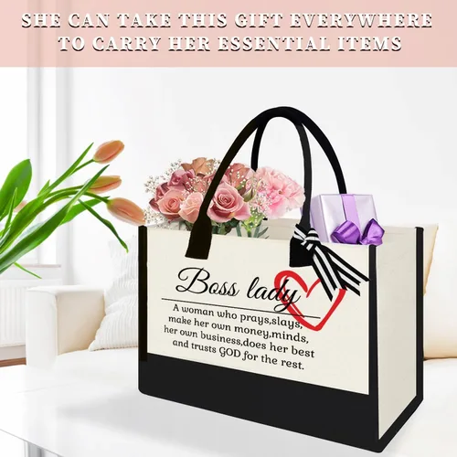 Vista 4 de Bolsa de mano personalizada con letras de yute para mujer, regalo de cumpleaños de Navidad para mujeres, regalos de playa para mujer, mujer, mamá