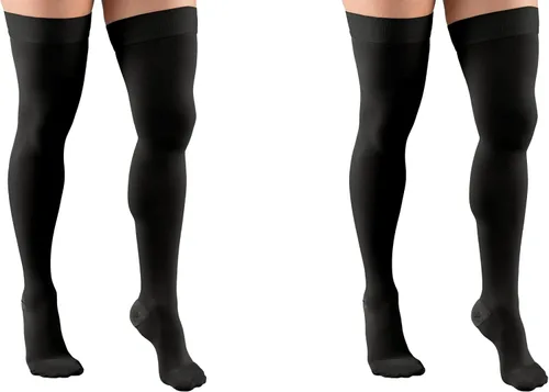Vista 14 de Truform - Calcetines de compresión 30-40 mmHg para hombres y mujeres, altura hasta el muslo, punta con puntos, punta cerrada, beige, talla S