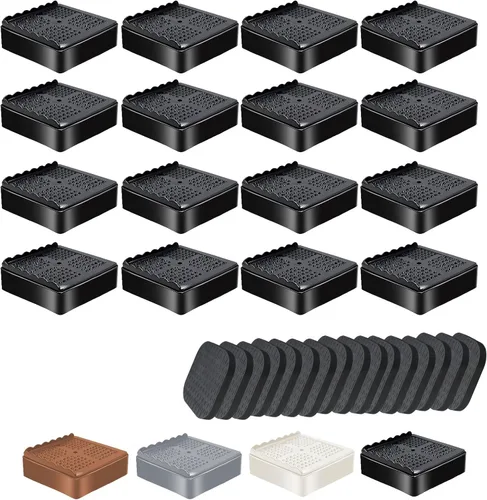 Vista 15 de shouwuhho Elevadores de muebles, paquete de 12 elevadores de cama con agarre antideslizante y soporte resistente, elevación de 1 pulgada, 2