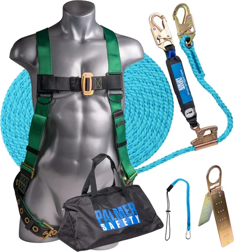 Vista 8 de Palmer Safety V5504 Kit de techado, arnés de construcción, conjunto de línea de vida vertical y bolsa de lona