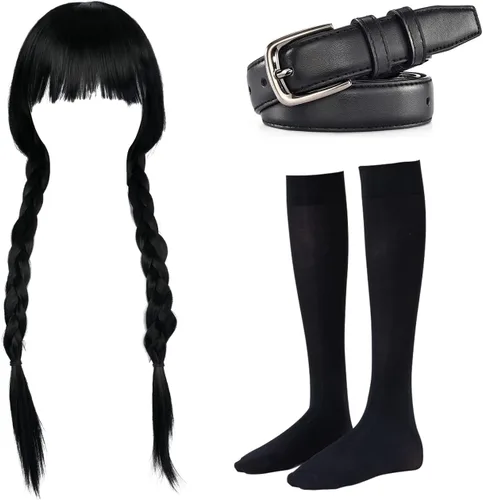 Vista 4 de Wednesday Addams Dress for Kids Girls,Addams Family Costumes Halloween Cosplay Party Dress