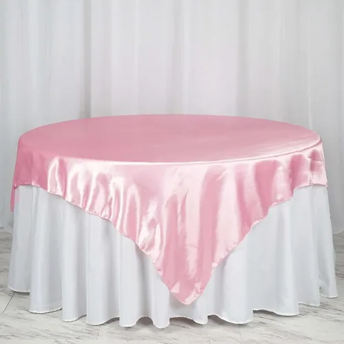 Vista 56 de Efavormart Paquete de 5 Sobremanteles Cuadrados de Satén de 60" para Decoraciones de Mesa de Bodas, Catering y Fiestas, Cubierta de Mantel Negro