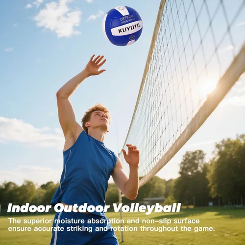 Vista 3 de KUYUTQ Beach Volleyball Official Size 5 for in & Outdoor, Sand Volley Ball with Thickened Soft Leather Cover Outdoor Volleyball, Machine Stitched
