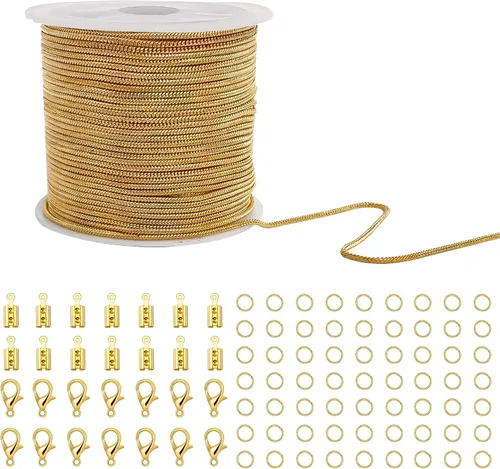 Vista 10 de CREATZONE Cadena de serpiente de bronce antiguo de 33 pies de 0.047 in, estilo retro, cadena redonda de latón de serpiente con cierres de langosta