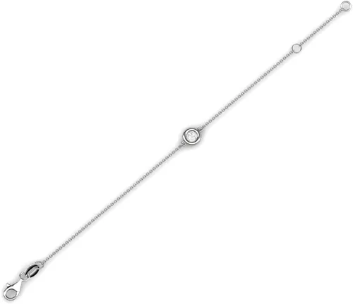 Vista 2 de Pulsera minimalista de oro de 14 quilates con zafiro blanco redondo de 0,17 quilates