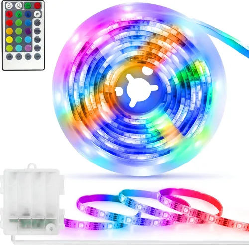 Vista 19 de echosari Tira de luces operadas por batería, 16.5 pies, 150 LED 2835 SMD, tiras de luces para armario con control remoto para dormitorio, cocina