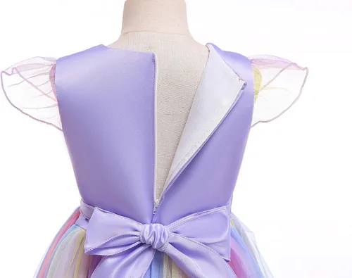 Vista 4 de Uhnice Vestido de tul con diadema para niñas diseño de unicornio
