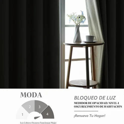 Vista 5 de Flyfun Cortinas opacas con ojales para dormitorio y sala de estar, juego de 2 paneles con aislamiento térmico para oscurecer la habitación